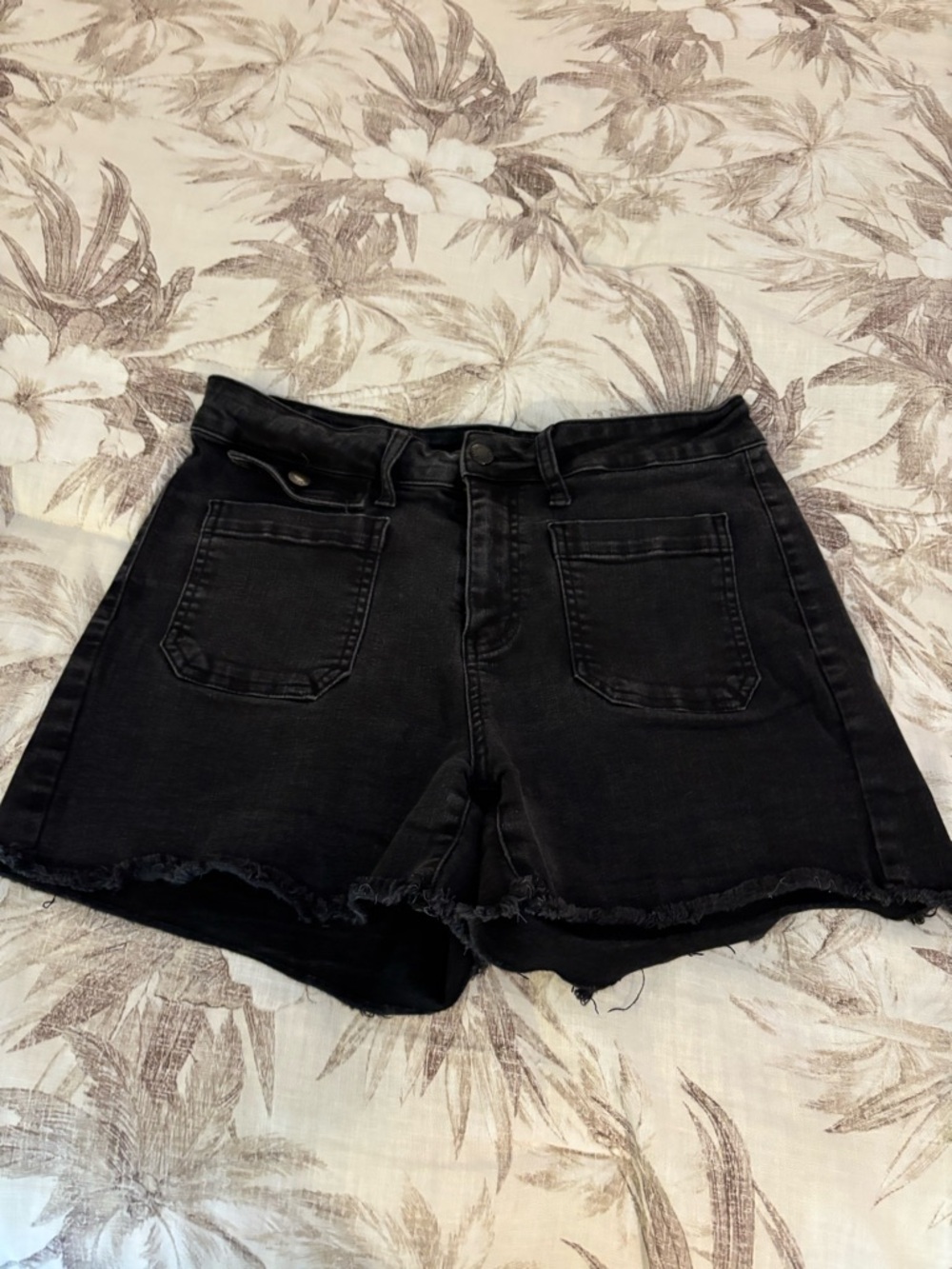 Judy Blue Black High-Rise Frayed Hem Denim Shorts